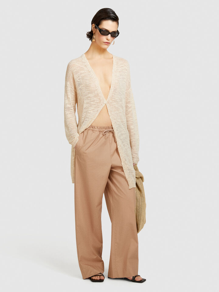 Long cardigan - women's cardigans - Beige | Sisley image number 1